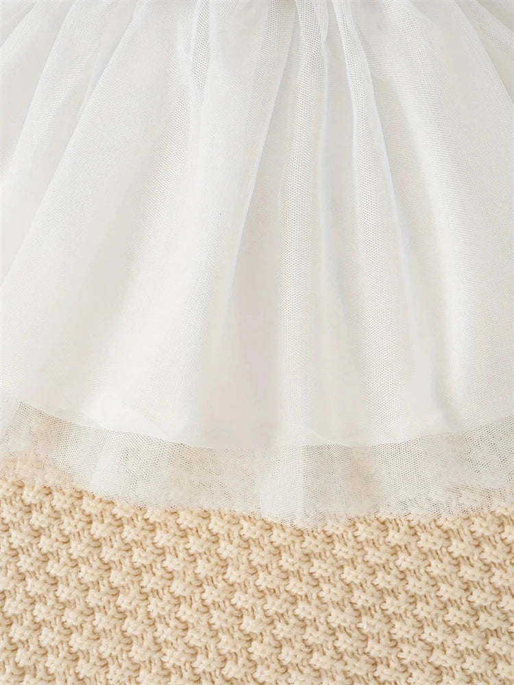 Newborn 2026 Baby Girls Dress Summer Waist Flower Vest Sleeveless Short Top Sweet Girl Lace Mesh Dress