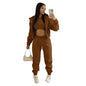 3pcs Women's Clothing Set Fleece-lined Hooded Sweater &Sleeveless Tank Top & Sports Sweatpants Pants