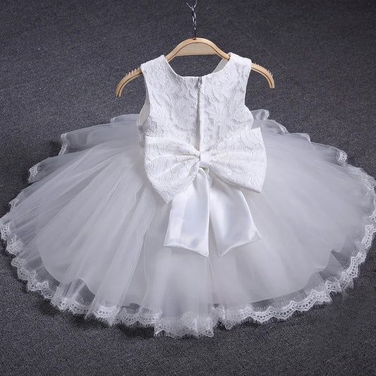 Baby Girl Baptism Dresses Toddler White Lace Flower Tulle Christening 1 Years Birthday Princess Party Dress Newborn Wedding Gown