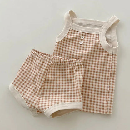 2025 New Baby Sleeveless Clothes Set Boy Girl Summer Thin Cotton Vest + Shorts 2pcs Suit Infant Outfits Toddler Breathable Set