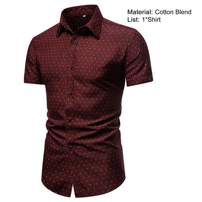Men Shirt Formal Men Top Single-breasted Summer Top Lapel Summer Shirt Dot Print Shirt Business Shirt ropa hombre camisas