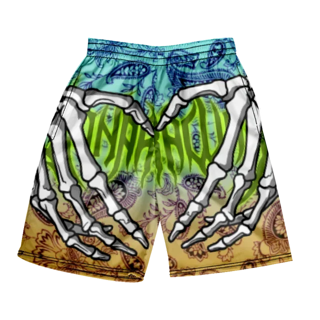2025 Summer Classic Skull Beach Short Pants New Fashion Skeleton Hand Print Men Women Gym Shorts Quick Drying Trunks Ice Shorts