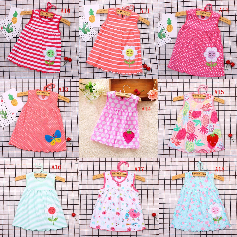 0-24M New born Cotton Flower Sleeveless Dresses Baby Girls Summer Multi Pattern Clothes Kids Princess Dress for 0-2Y Children