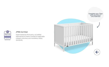 3-in-1 Convertible Crib (White) - Gold Certified, Converts to Toddler Bed & Daybed, Fits Standard Full-Size Crib Matt