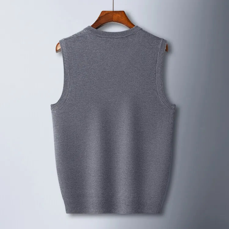 2026 New Trend Men's Business Casual Pullover Wear Warm Sleeveless Wool Knitted Sweater Vest Tops