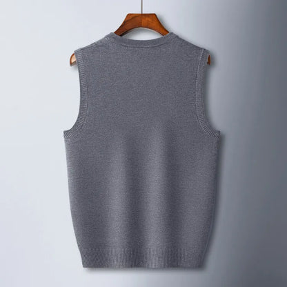 2026 New Trend Men's Business Casual Pullover Wear Warm Sleeveless Wool Knitted Sweater Vest Tops