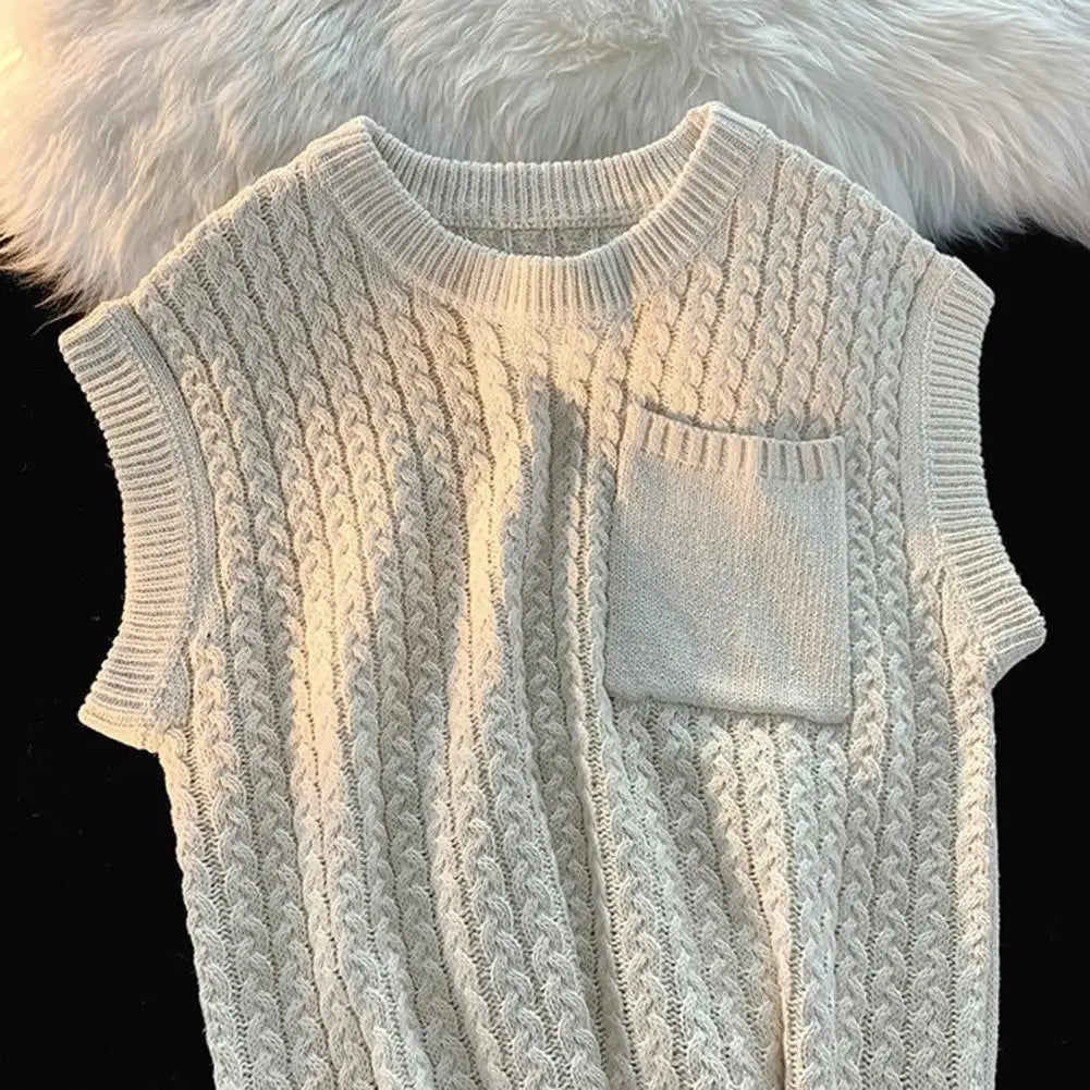 Chic Sweater Vest Knitwear Men Sweater Vest Loose Anti-pilling Pullover Winter Sweater Vest  Keep Warm