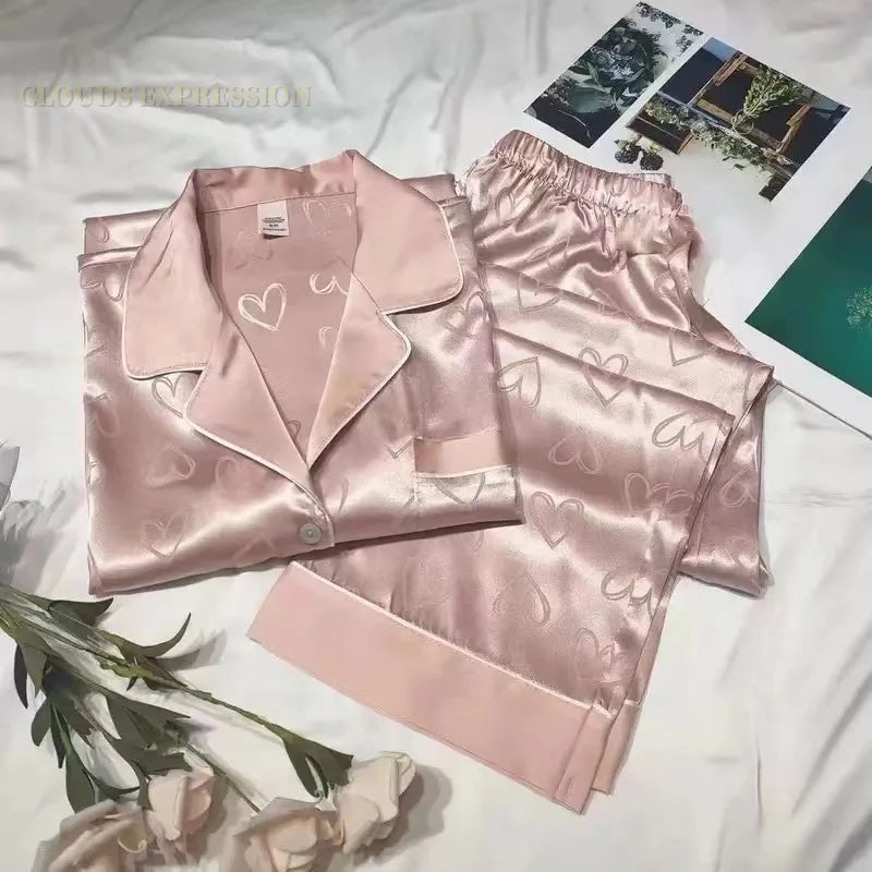 Summer Cool Ladies Faux Silk Polyester PJ Sexy Sling Pajama Sets Home wear Women's Pajamas Female Sleepwear Home wear Gift for GF