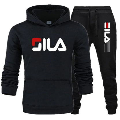 Men's Winter Tracksuit Hoody Hoodies+ Pant High Neck 2-Pcs Set Brand Casual Coldproof Male Sports Cloth Ski Sweat Suit Streetwear