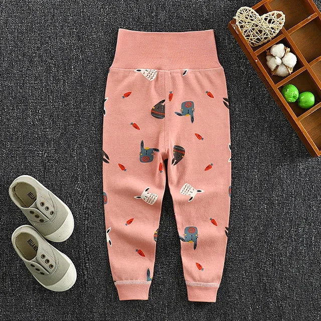Baby Girls Boys Pants Toddler Bottoming Leggings Children Cotton Cartoon Trousers High Waist 2024 Autumn Newborn Kids Clothing