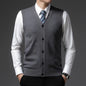 2026 Men's New Autumn and Winter Vest Young Casual Warm Knit Sleeveless Base Shirt Solid Color Jacquard Cardigan Vest