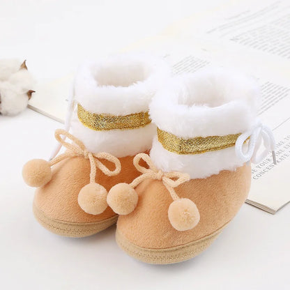 Baywell Baby Boots Newborn Winter Plush Snow Booties for Infant Boys Girls Soft Comfortable Lace Up Warming Shoes