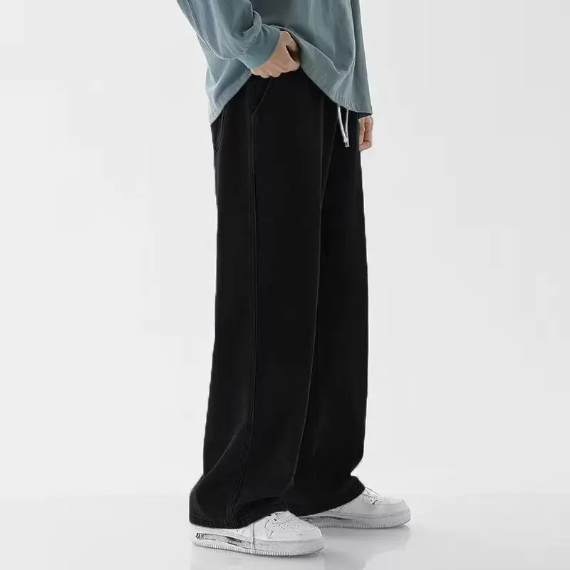 2026 Hot Selling Korean Men's Casual Long Denim Classic Men's Straight Leg High Street Denim Wide Leg Pants