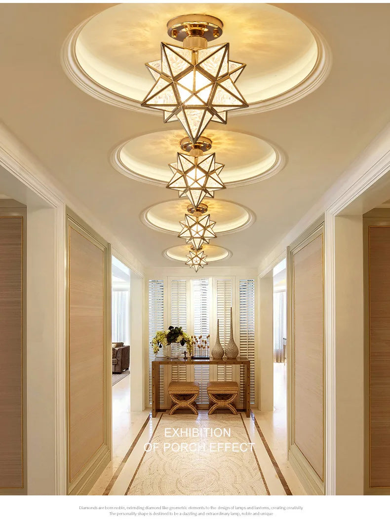 Lamps for Living Room Decor Five-pointed chandelier Modern Balcony Corridor Porch Fashion Network Red Star  Ceiling Light