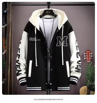 S-6XL Men's Hooded Pockets Cargo Jacket Men's Clothing Spring Autumn Japanese Fashion Loose Male Coat Hooded Baseball Jersey New