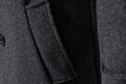 Spring Long Woolen Coats Men Fashion Double Breasted Trench Coats Autumn Turn Down Collar Slim Fit Windbreaker Male Outwear