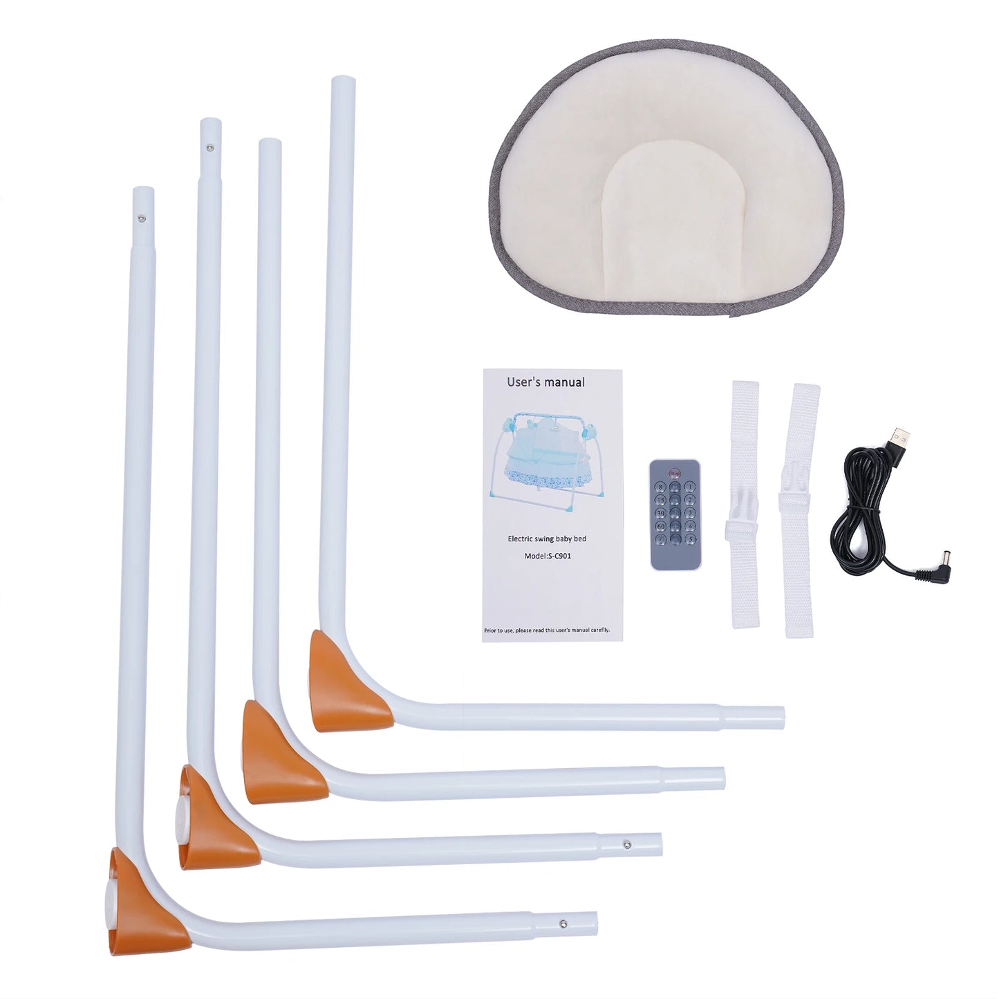 Electric Baby Cradle Auto Swing Rocker Cot Infant Sleeping Bed Swing Crib Kit Timer +Bluetooth Music +Mat +Pillow 5Gears Adjustable