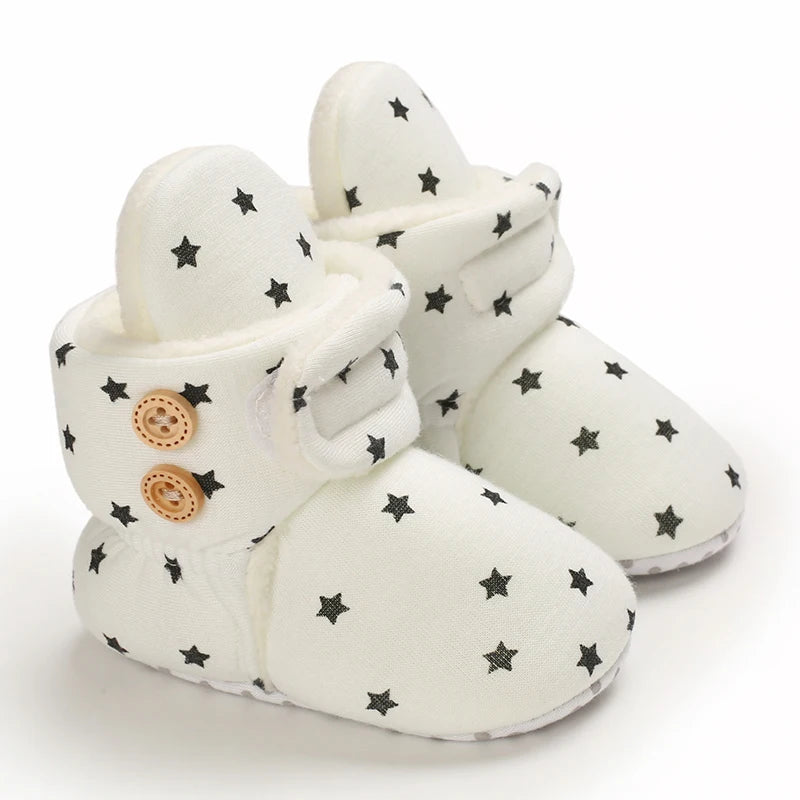 2025 Baby Autumn Winter Boots Baby Girl Boys Winter Warm Shoes Solid Fashion Toddler Fuzzy Balls First Walkers Kid Shoes 0-18M