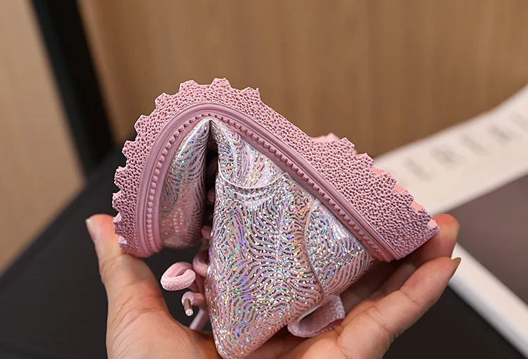 Kids Shoes Boots for Girl Spring Autumn New Toddlers Leather Boots Fashion Glossy Children's Platform Ankle Boots Side Zipper