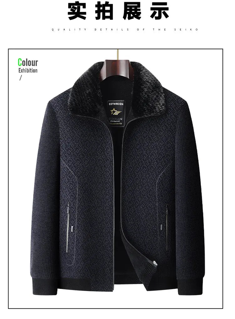 High Quality Winter Woolen Jacket for Men Versatile Brand Casual Business Cotton Trench Coat Add Velvet Keep Warm Overcoat Tops