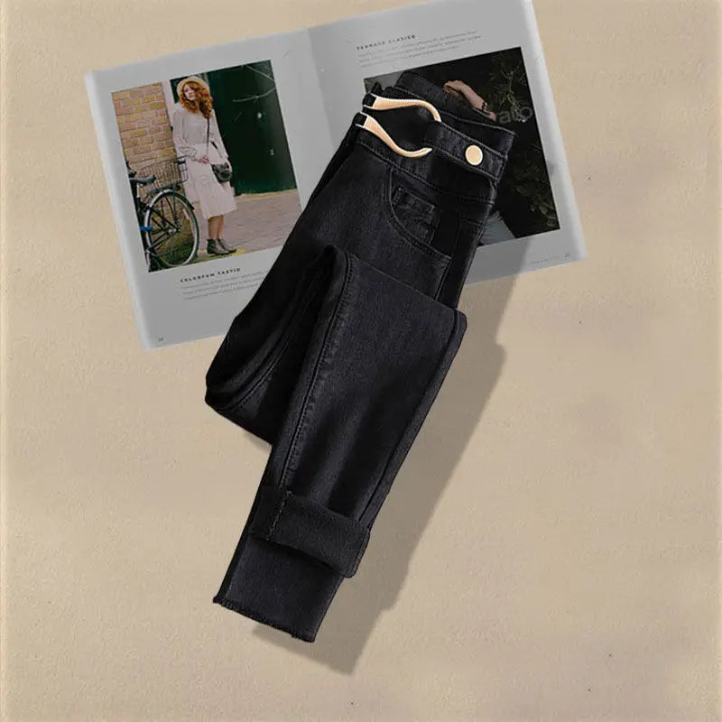 2026 Autumn Increased Size Korean Popular Chiffon Shirt Knitted Sweater Jeans Three Piece Elegant Women's Pants Set Tracksuit
