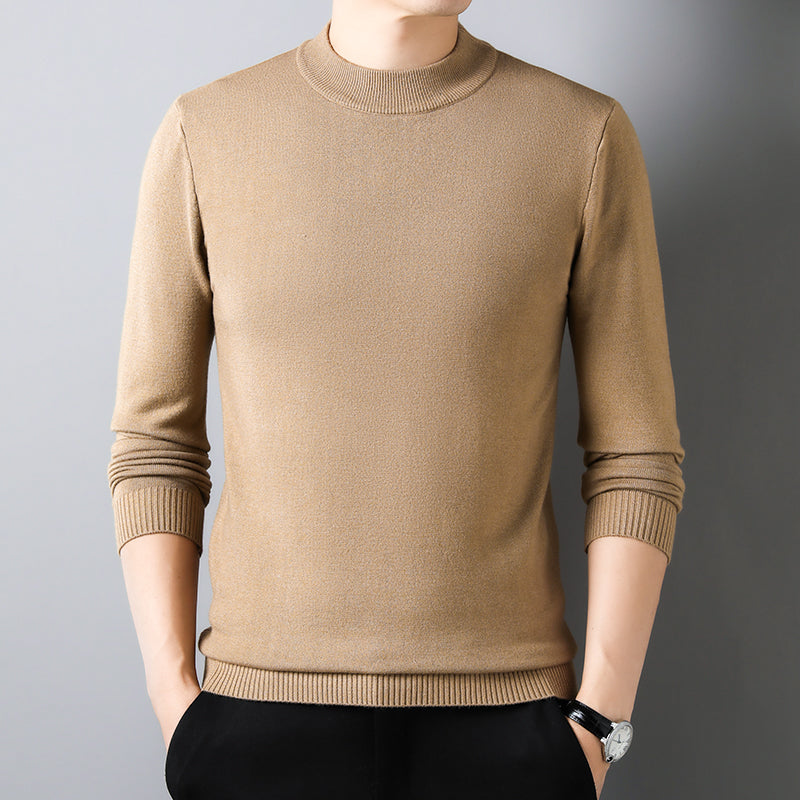Half Turtleneck Knitwear Sweater New Autumn/Winter Mock Neck Sweatshirts Solid Color Pullovers Man Brand Casual Men's Clothing