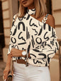 Sexy Off Shoulder Halter Neck Women Blouse Long Sleeve Fashion Print Casual Loose Tops 2026 Autumn Elegant Office Ladies Blouses