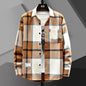 2025 Spring and Autumn Men's Lapel Loose Plaid Button Printed Pocket Casual Fashion Elegant Commuting Long sleeved Shirt