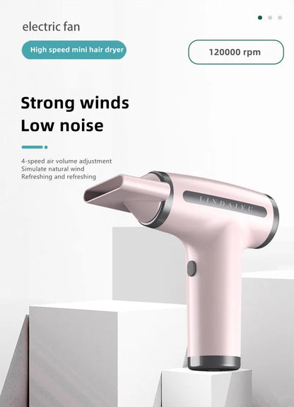 Wireless Hair Dryer Multifunctional  Air Duster Blower Travel Portable USB Rechargeable Negative Ions Blow Dryer