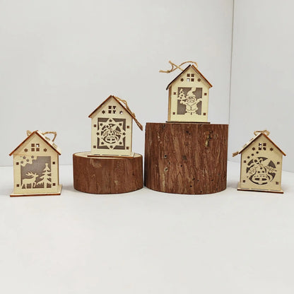New Holiday Wooden Decorations for Christmas Houses, Wooden Cabin Ornaments, Handmade Wooden Crafts, Christmas Ornaments