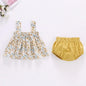 Baby Summer Dress Suit Baby Girl Clothes 0-2 Years Infant Toddler Cherry Sling Dress Bread Pants Two-piece Clothing Set