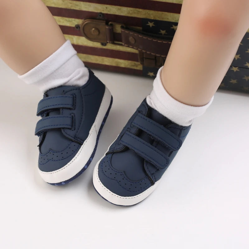 Lucky Blue Newborn Infant Toddler Boy Girl Casual Breathable Soft Cloth Bottom  Anti-slip PU Leather First Walkers Canvas Shoes