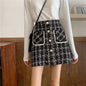 Tweed Skirts for Women Solid High Waist Slimming Skirts Autumn Spring 2026 Buttons Double Breasted Tweed Wool Mini Skirt