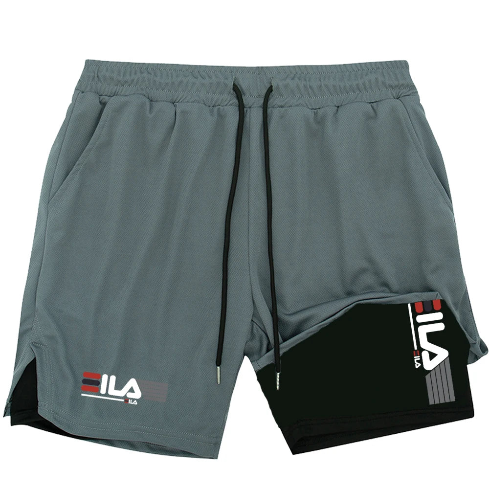2026 New Men's Running Fitness Shorts 2 in 1 Double Layer Sports Shorts Sportswear Gym Fitness Shorts Training Jogging Pants Men
