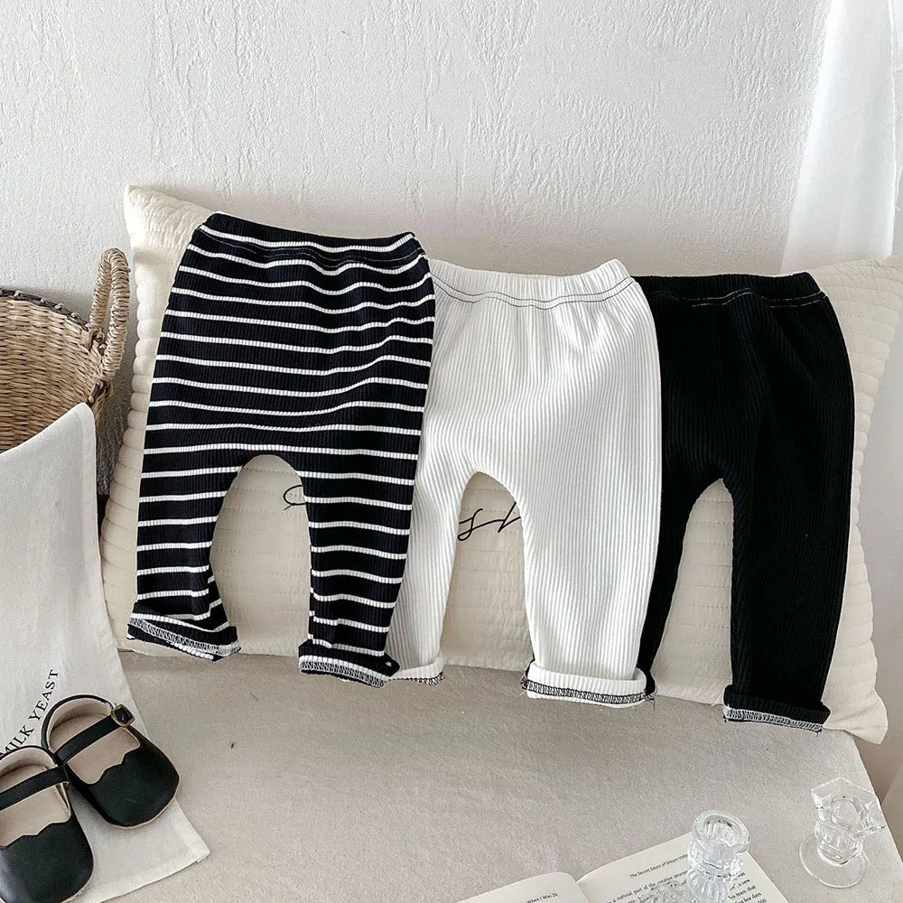 MILANCEL 2026 Autumn Baby Pants 0-3 Y Korean Style Toddler Girls Solid Big PP Leggings Infant Boys Cotton Slim Fit Trousers
