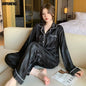 Women Casual Luxury Pajamas Thin Pajamas Female Sleepwear New Elegant Ladies Faux Silk Polyester Dots Pajama Sets Sexy Home wear