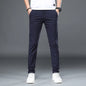 KUBRO Korean Style Cotton Soft Elastic Slim Straight Trousers Summer Thin Office Fashion Versatile Men's Business Casual Pants
