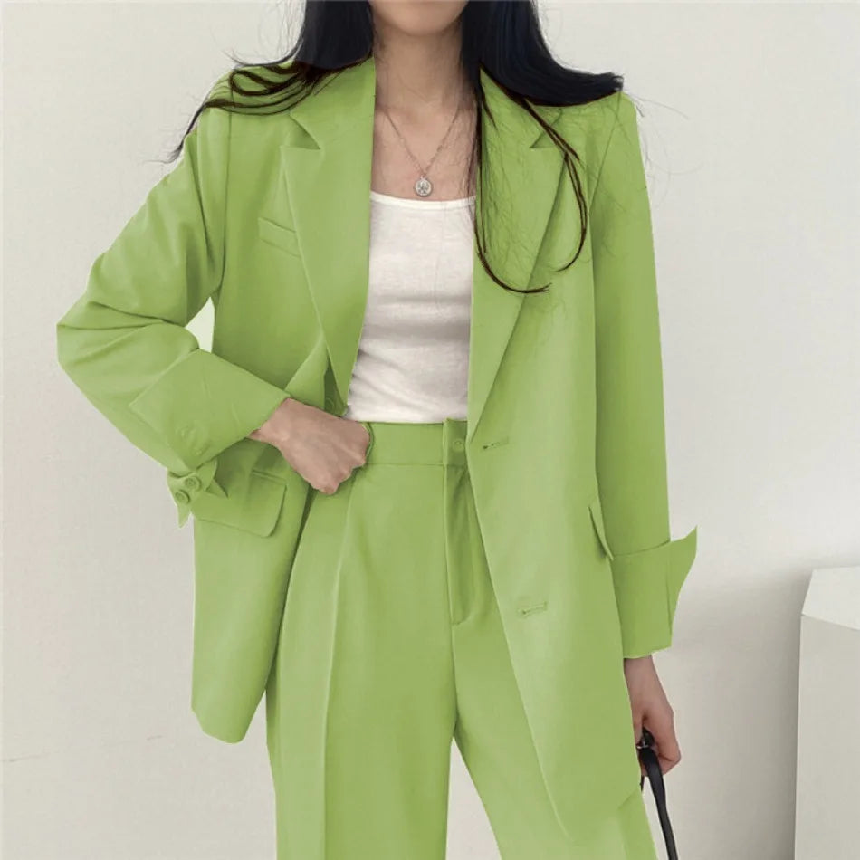 Korean Fashion Spring Women's Suits Casual Top Trousers 2 Piece Sets Women's Outfits Coats Slim Fit Blazers for Women Clothing