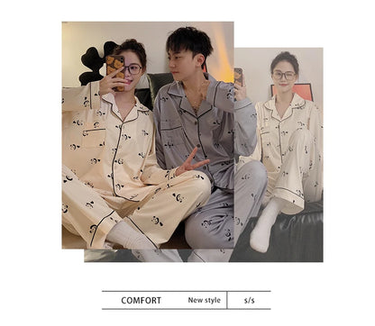 Pajama Women Pajama Man Set Cotton Plus Size Spring Autumn Long-sleeved Korean Cardigan Casual V-neck Nightwear Couple Pyjama
