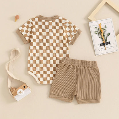 Mubi neo 3 -18 Months Newborn Baby Boy Clothes Ribbed Knit Short Sleeve Romper Shorts Set Infant Summer Outfit  Sets for Babies