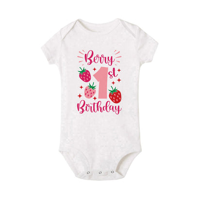 My 1st Birthday Print Baby Romper Infant Bodysuit Newborn Short Princess Sleeve Jumpsuit Baby Girl Birthday Party Outfit Clothes