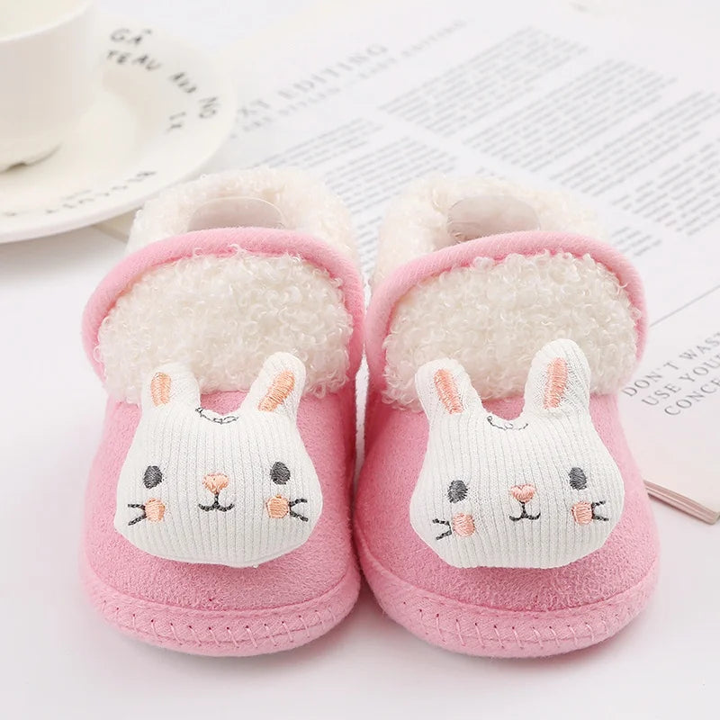 Winter Newborn Baby Boots Shoes Cute Cartoon Boy Girl Toddler Plush Snow Booties Warm Infant Crib Shoes Infant First Walkers