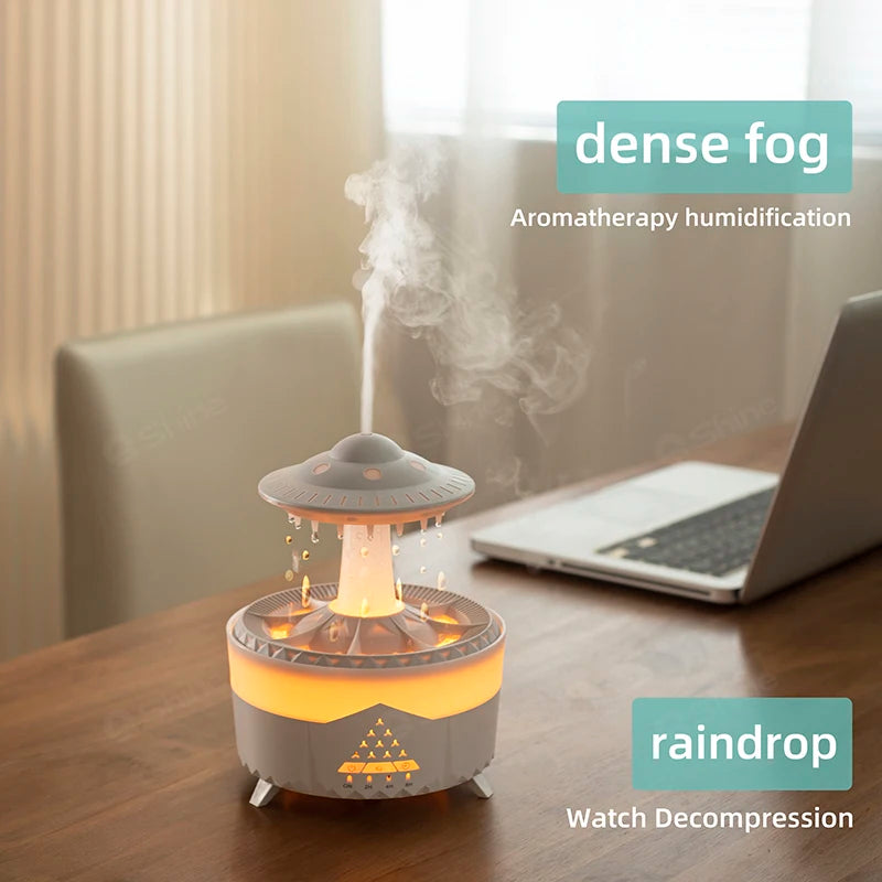 Rain Cloud Humidifier Water Drip with Remote Raindrop Humidifier Rain Cloud Diffuser Mushroom Air Humidifier with Rain Lamp