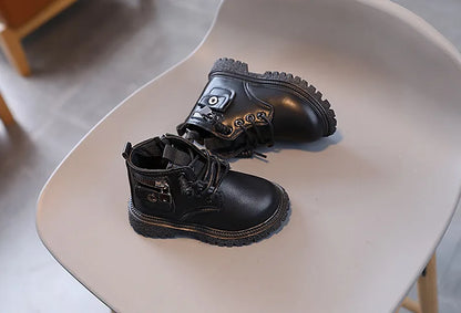 Spring Autumn Children Ankle Boots Classic Simple Black Boots for Girl Fashion Causal Kids Boots for Boys Leather Versatile Soft