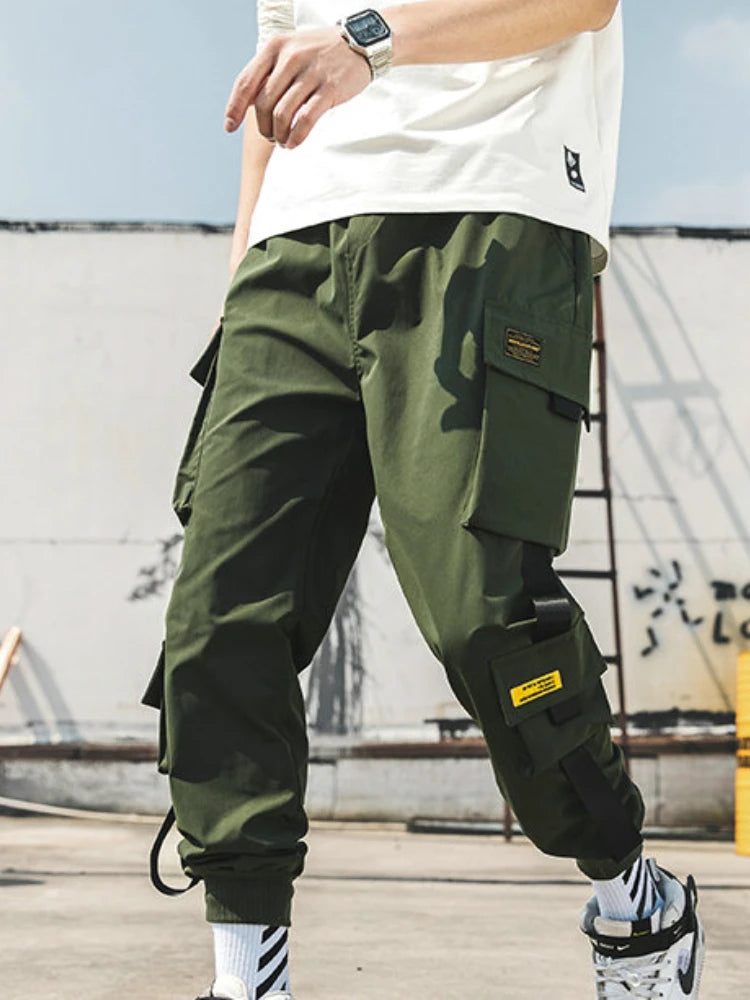 New Hip Hop Joggers Cargo Pants Men Harem Pants Multi-Pocket Ribbons Man Sweatpants Streetwear Casual Men's Pants