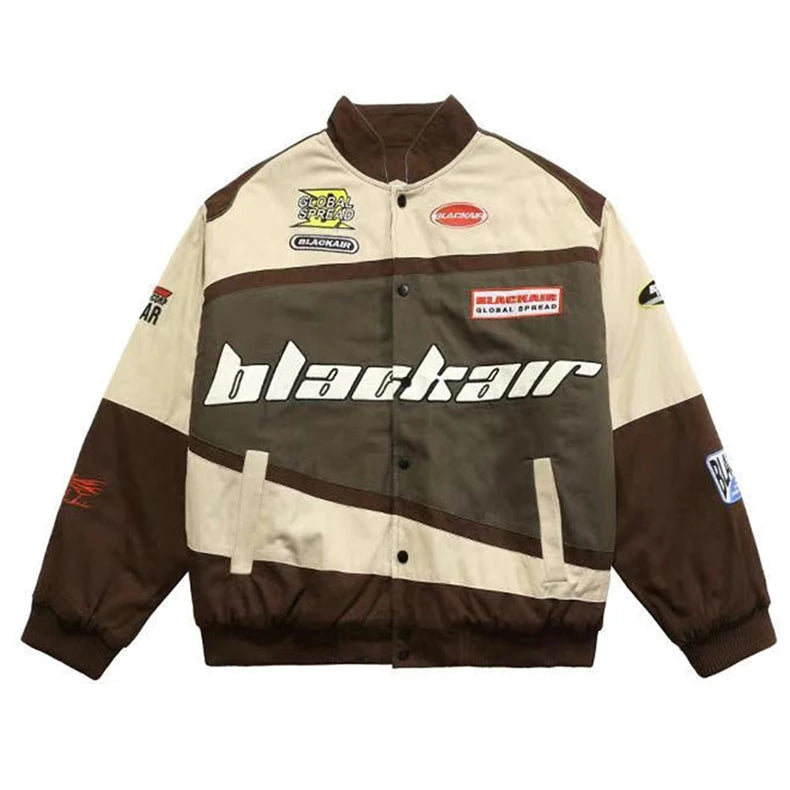 Motorcycle Baseball Jackets Men Y2K Harajuku Letter Embroidery Patchwork Coats Vintage Hip Hop Streetwear Varsity Jacket Unisex