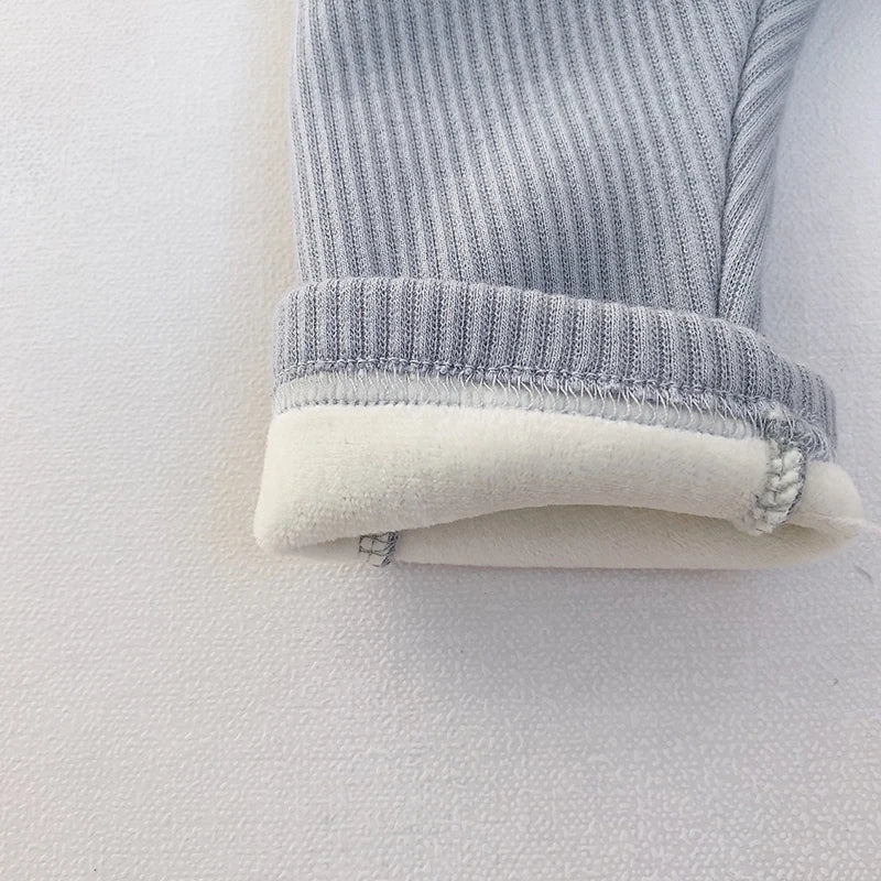 MILANCEL Baby Leggings Toddler High Waist Fleece Thermal Trousers Infant Solid Color Pants