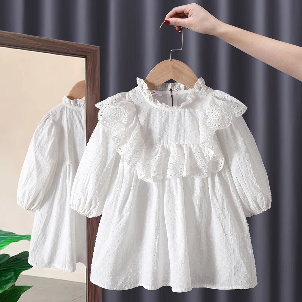 Spring baby girl clothes lace long sleeve dress costume for toddler girl baby birthday kids clothing straight long dresses dress