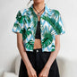 Women's Lapel Button Tank Tops Shirts Summer Casual Short Sleeve Shirts 3D Cherry Printed Women's Clothing Navel Exposed Shirts