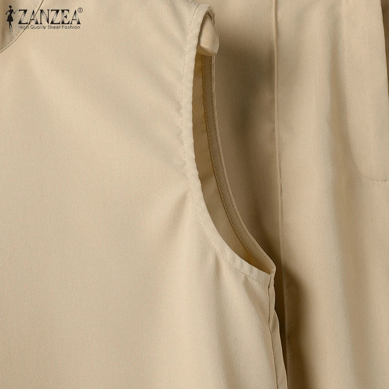 Elegant Chic Women 2-Pieces Sets ZANZEA Woman 2026 Trouser Suits Fashion 2pcs Outfits Tank Top and Wide Leg Pant Suits Oversize